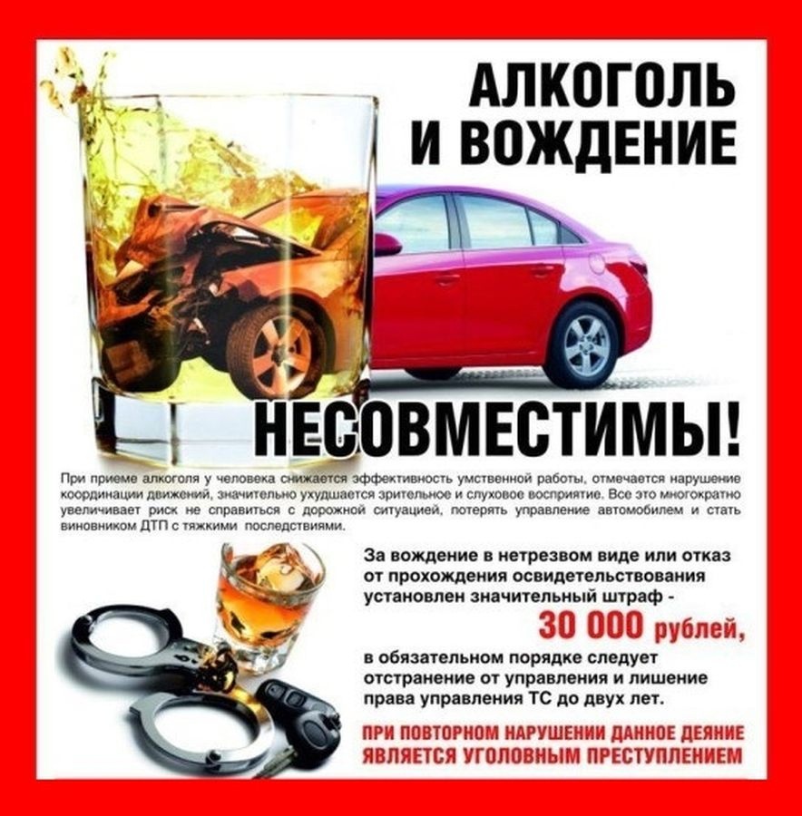 Алкоголь и вождение НЕ СОВМЕСТИМЫ!.